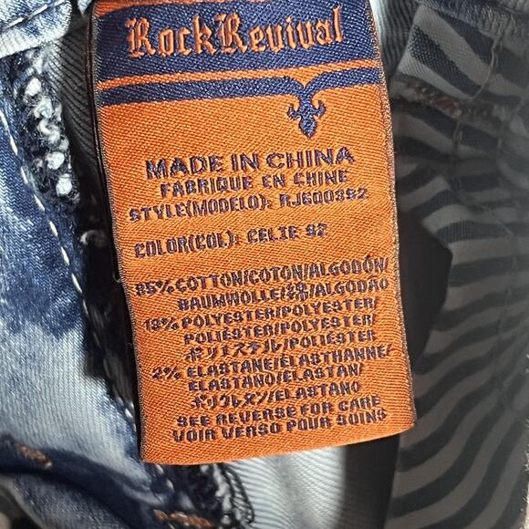 Rock Revival Jeans Womens 29 Light Wash Blue Celte Skinny Distressed Embroidered - Picture 9 of 10